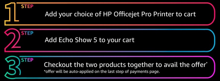 India Desire : Buy Echo Show 5 & HP OfficeJet Pro 9020 All-in-One Wireless Smart Colour Printer At Rs 9799 Only